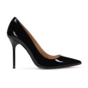 Tijdloze Zwarte Leren Stiletto's Kazar , Black , Dames