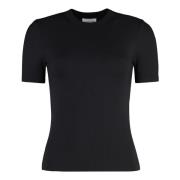 Geribbeld T-shirt met Cut-Out Details Calvin Klein , Black , Dames