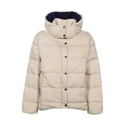 Korte donsjas met capuchon en logo patch Pyrenex , Beige , Dames