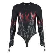 Flames Print Lange Mouw Bodysuit Vision OF Super , Multicolor , Dames