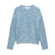 Blauwe Gebreide Kleding Dames Aw24 Msgm , Blue , Dames