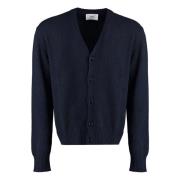 Geborduurde Cashmere Cardigan Ami Paris , Blue , Heren