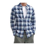 Geruit Getailleerd Overhemd Barbour , Blue , Heren