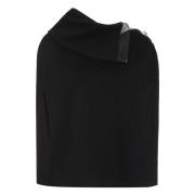 Zijden Knopen Wollen Cape Emilio Pucci , Black , Dames