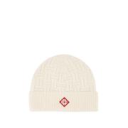 Witte Wol Beanie Stitch Casablanca , White , Unisex