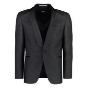 Zijden Revers Enkellange Jas Hugo Boss , Black , Heren