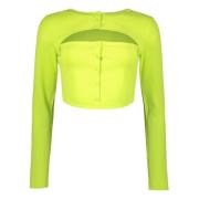 Geribbelde Crop Top met Front Cut-Out Dsquared2 , Green , Dames