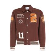 Wollen Bomberjack met Patches Les Deux , Brown , Heren