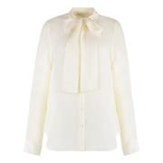 Zijden Blend Strikblouse Michael Kors , Beige , Dames