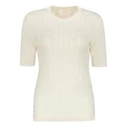 Geribbelde Kraag Viscose T-shirt met Logo Givenchy , Beige , Dames