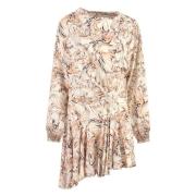 Zijden Jurk met Asymmetrische Sluiting Isabel Marant , Beige , Dames