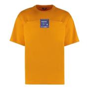 Katoenen Crew-Neck T-shirt met Voorzak K-Way , Orange , Heren