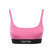 Logo Ribbed Bra Modal Elastane Tom Ford , Pink , Dames