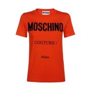 Elegant Maxi Print T-Shirt Moschino , Red , Dames