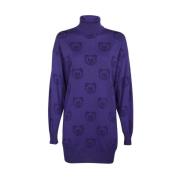 Wollen Jurk met Monogram Borduursel Moschino , Purple , Dames