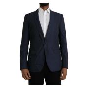 Blauwe Martini Single Breasted Blazer Dolce & Gabbana , Blue , Heren