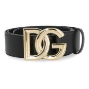 Goudkleurige Metalen Gesp Leren Riem Dolce & Gabbana , Black , Dames