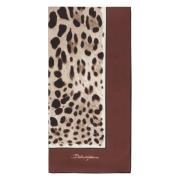 Zijden Sjaal met Luipaardprint Dolce & Gabbana , Brown , Dames