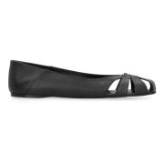 Leren balletflats met uitsnijding Salvatore Ferragamo , Black , Dames