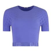 Illusion Net Crop Top met Logo Detail Wolford , Purple , Dames