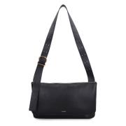 Stijlvolle Leren Crossbody Tas Jil Sander , Black , Dames