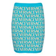 Metallic Pinafore Rokken Versace , Blue , Dames