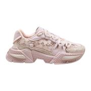 Beige Lace Airmaster Sneakers Dolce & Gabbana , Pink , Dames