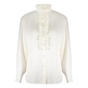 Gerimpelde Zijden Blouse Alexander McQueen , Beige , Dames