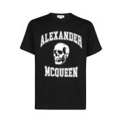 Maxi Print Katoenen Crew-Neck T-Shirt Alexander McQueen , Black , Here...