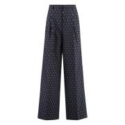 Wol Katoen Jacquard Broek Etro , Blue , Dames