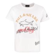 Katoenen Oversized Fit Bedrukt T-shirt Paul & Shark , White , Heren