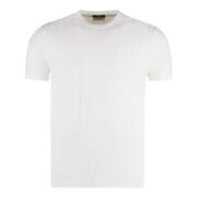 Geribbelde Katoenen Crew-Neck T-shirt Paul & Shark , White , Heren