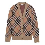 Korte Cardigan Sweater Burberry , Beige , Dames