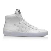 Witte Leren Mid-Top Sneakers Diesel , White , Heren