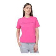 Dames T-shirt met Geborduurd Logo Champion , Pink , Dames