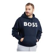 Heren hoodie navy katoen lange mouw Hugo Boss , Blue , Heren