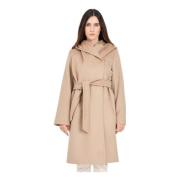 Kameel Wollen Omslagjas met Capuchon Max Mara , Brown , Dames