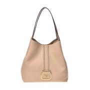 Beige Schoudertas met Metalen Logo Frame Pollini , Beige , Dames