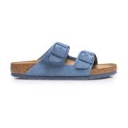 Arizona Leve Blauw Leren Sandalen Birkenstock , Blue , Heren