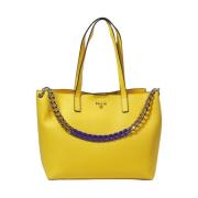 Gele Shopper Tas met Metalen Ketting Pollini , Yellow , Dames