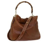 Pre-owned Leather handbags Gucci Vintage , Brown , Dames