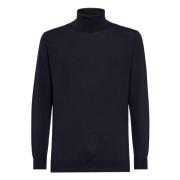 Merino Wol Polo Hals Trui Boggi Milano , Blue , Heren