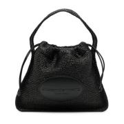 Raffia Geweven Tassen met Leren Afwerking Alexander Wang , Black , Dam...