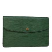 Pre-owned Leather clutches Louis Vuitton Vintage , Green , Dames