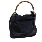 Pre-owned Leather handbags Gucci Vintage , Blue , Dames