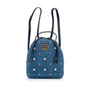 Pre-owned Leather backpacks Gucci Vintage , Blue , Dames