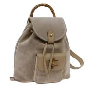 Pre-owned Suede backpacks Gucci Vintage , Beige , Dames