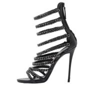 Pre-owned Leather sandals Giuseppe Zanotti Pre-owned , Black , Dames