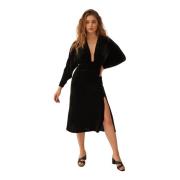 Velours Date Night Midi Jurk Undress Code , Black , Dames