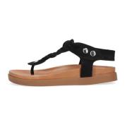 Gevlochten Zwarte Leren Sandalen Notre-v , Black , Dames